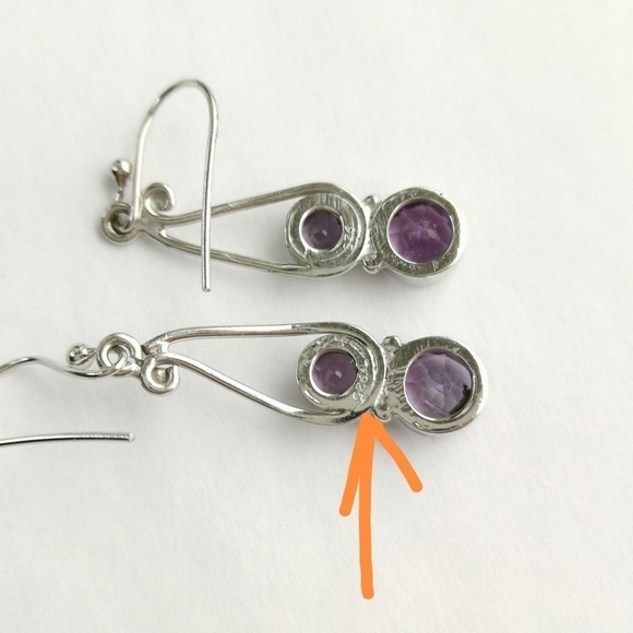 Round cut lavender Amethyst dangle drop earrings in Sterling Silver NEW - Picture 2 of 6